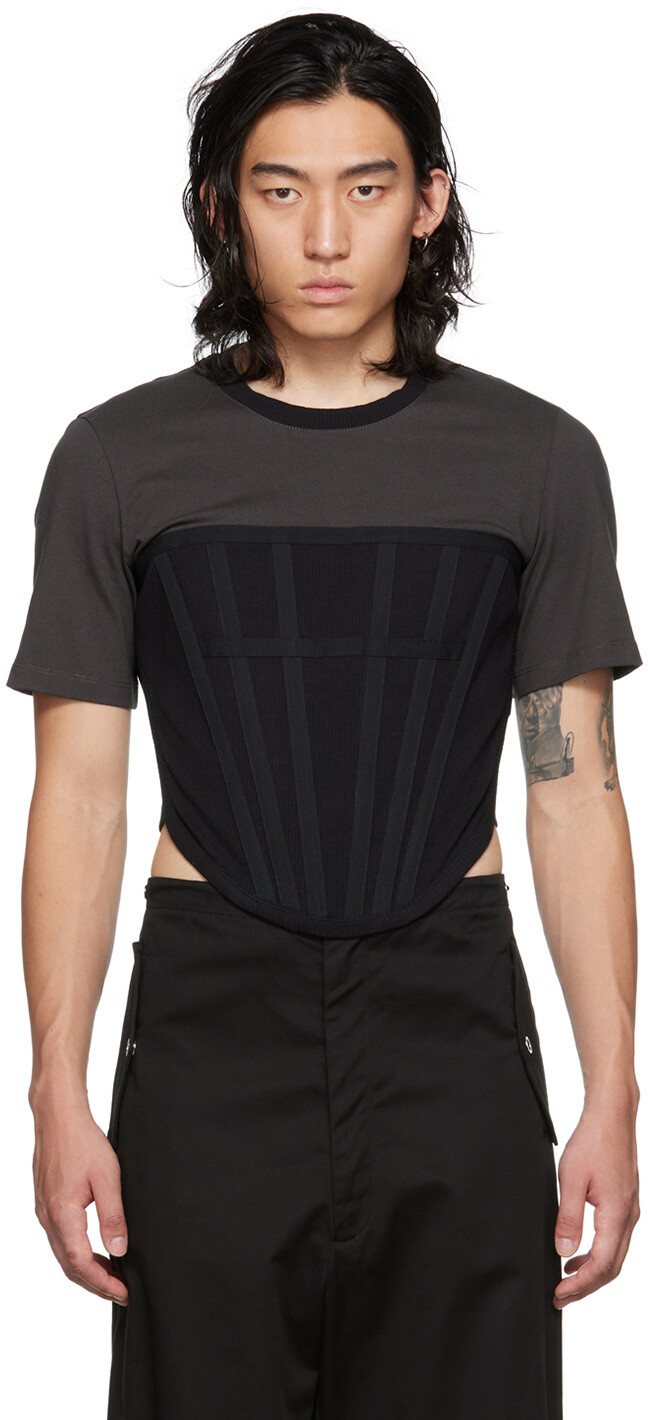 

Черно-серая футболка с корсетом Dion Lee