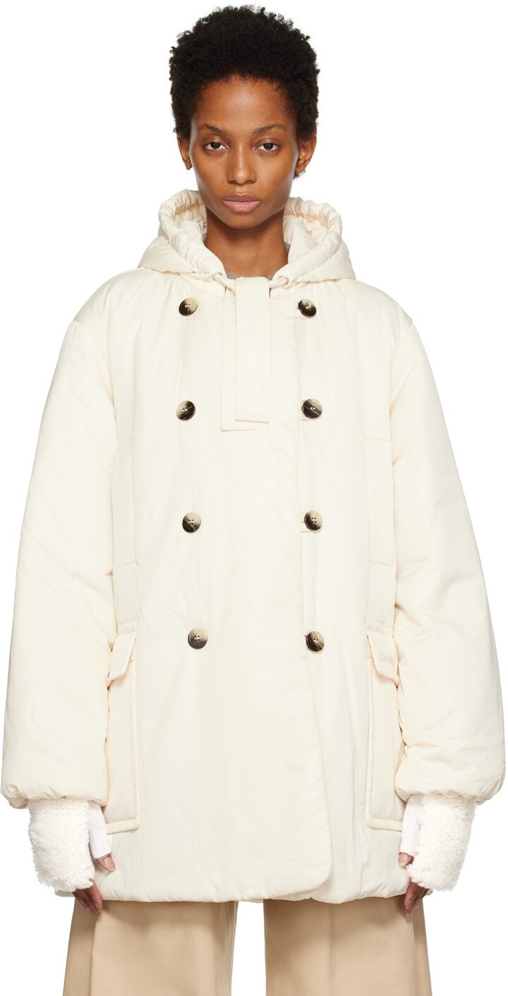

Утепленное блестящее пальто Off-White GANNI, Белый