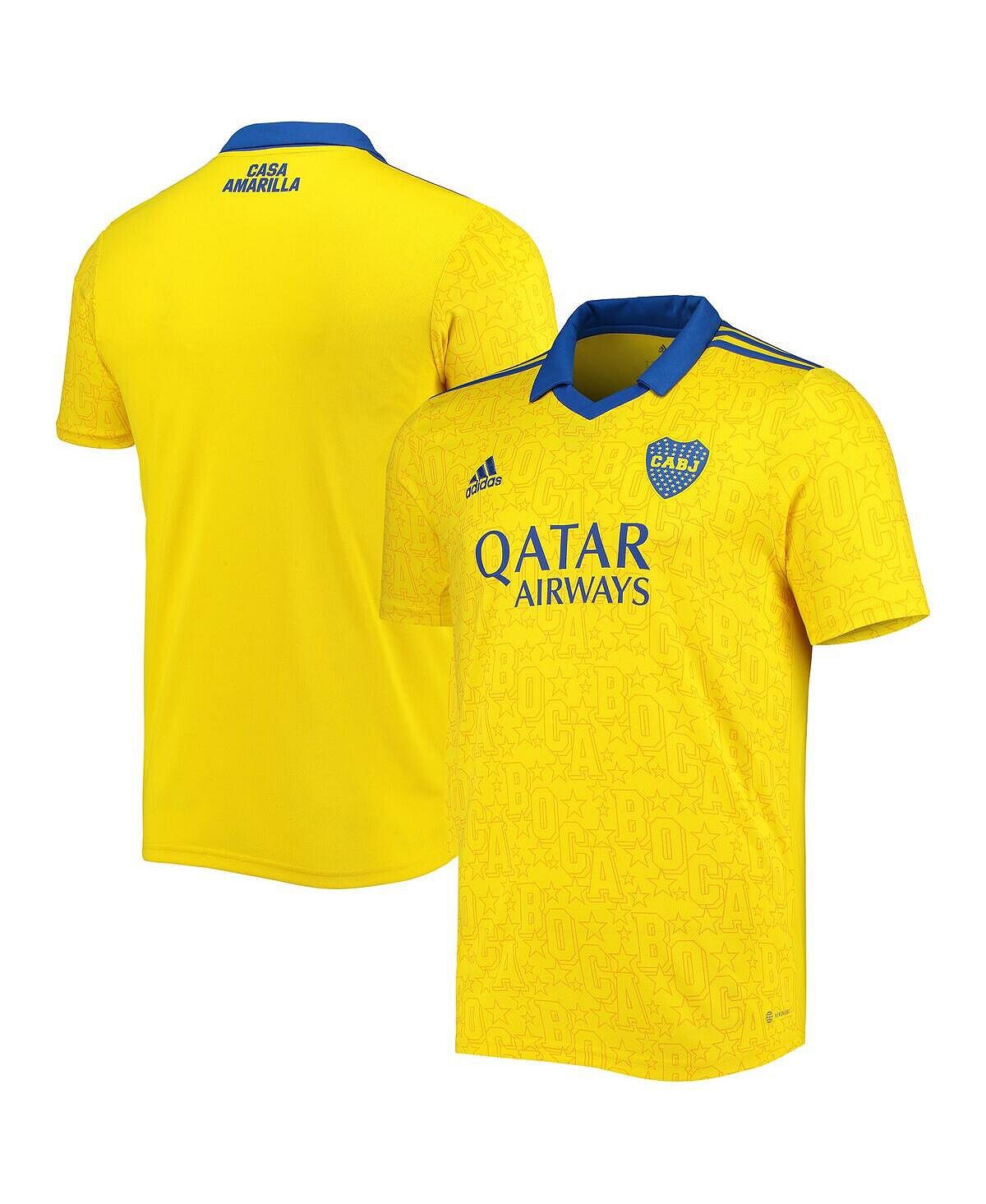 

Мужская желтая футболка boca juniors 2022 replica aeroready, третья майка adidas