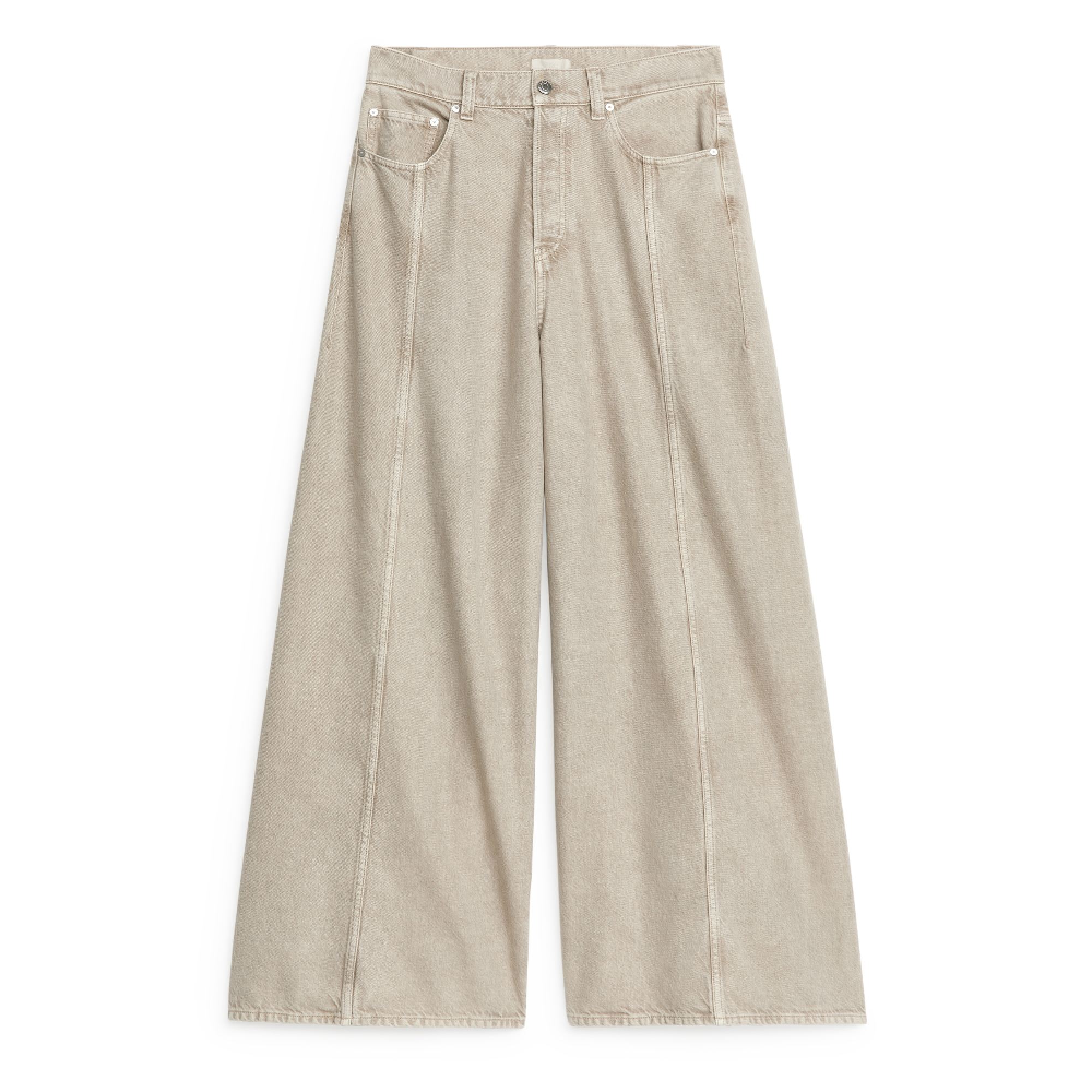 Джинсы Arket High Loose, серо-бежевый джинсы женские прямые с завышенной талией мешковатые брюки из денима с принтом в стиле пэчворк модные брюки с широкими штанинами в корейск