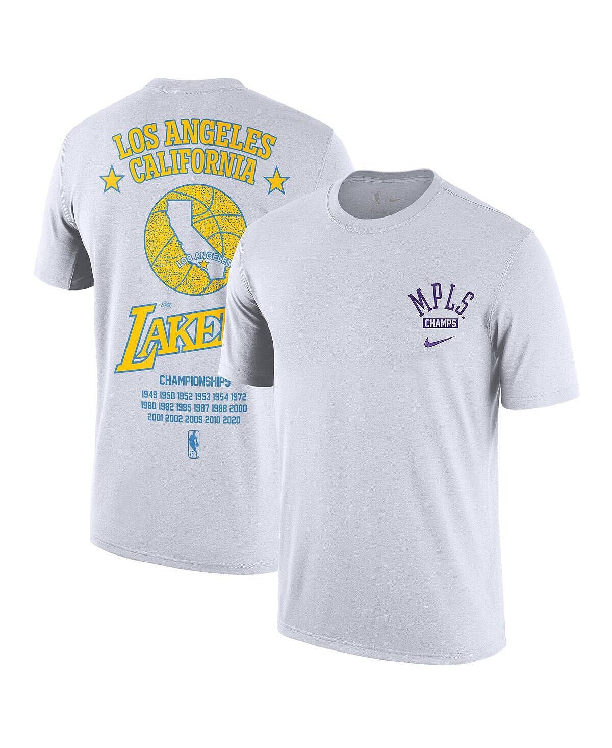 

Мужская белая футболка los angeles lakers 2021/22 city edition courtside heavyweight moments story Nike, белый