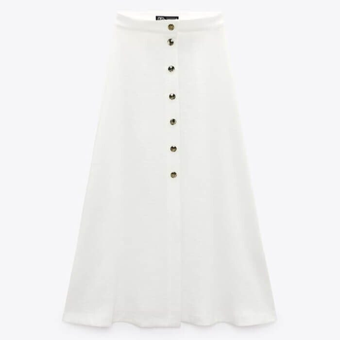 

Юбка Zara Gold Buttons, желтовато-белый