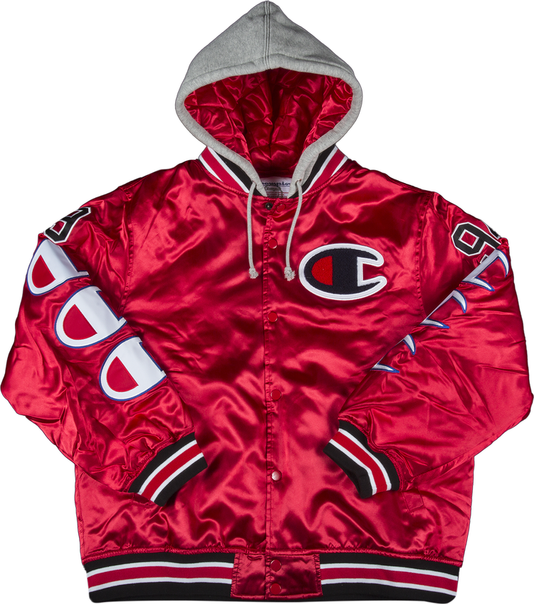 Куртка Supreme x Champion Hooded Satin Varsity Jacket 'Red', красный куртка supreme team varsity jacket red красный