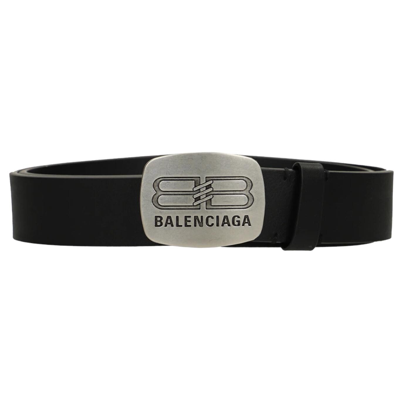 

Ремень Balenciaga Rounded Logo Plaque, черный