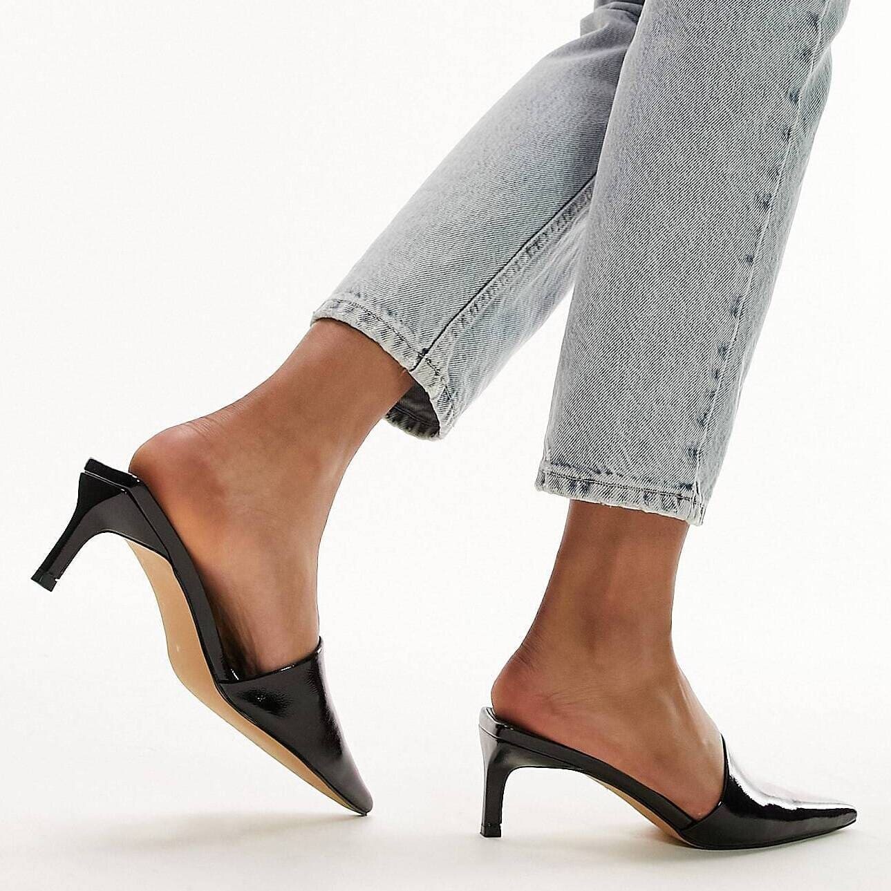 

Мюли Topshop Eva Pointed Toe Kitten Heel, черный