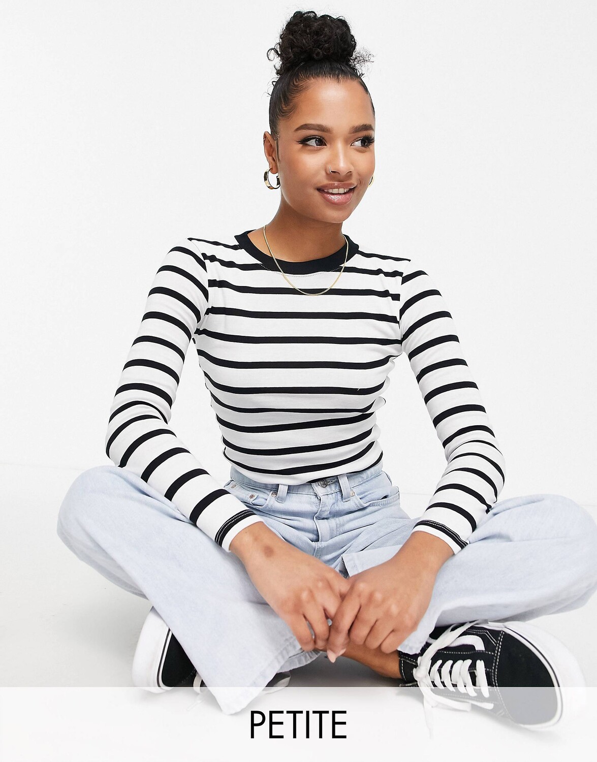 

Полосатая футболка с длинными рукавами Topshop Petite