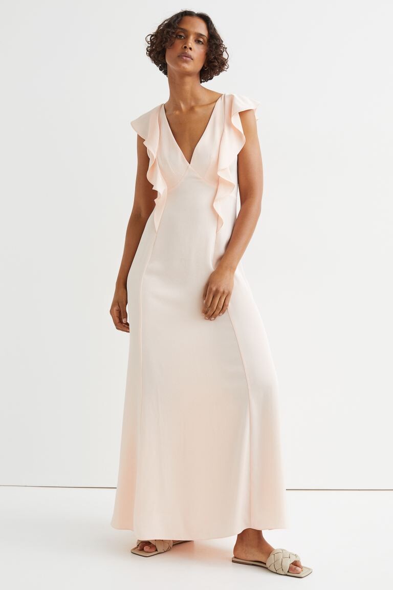 

Длинное платье с оборками H&M, светло-розовый