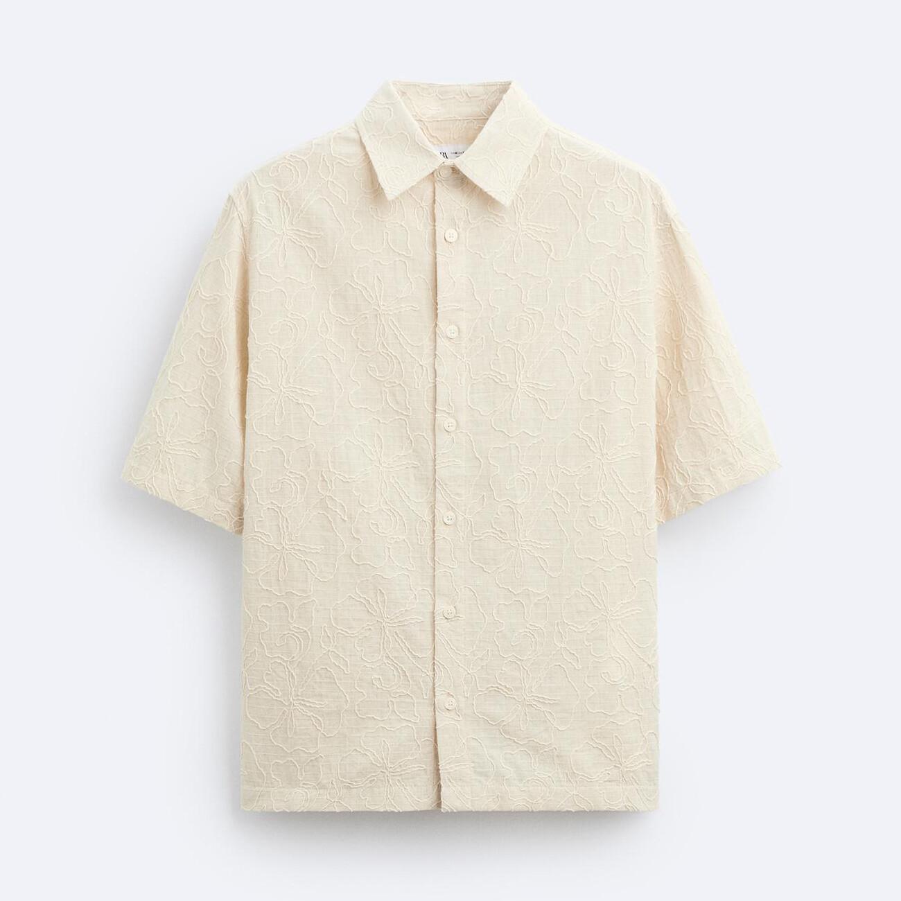 

Рубашка Zara Floral Embroidery, светло-бежевый
