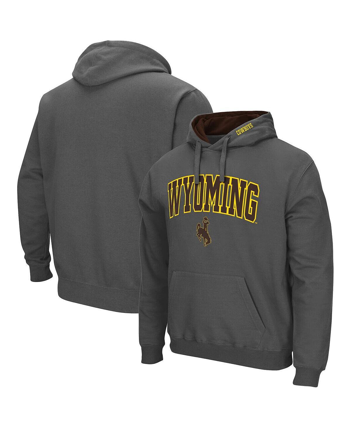 

Мужская темно-серая толстовка с капюшоном и логотипом wyoming cowboys arch and logo Colosseum, мульти