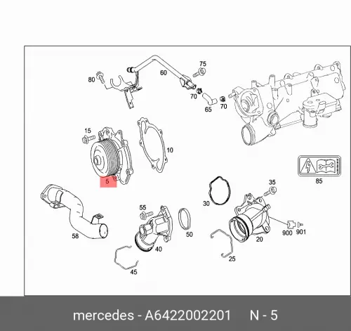 

Помпа, водяной насос MERCEDES-BENZ A6422002201
