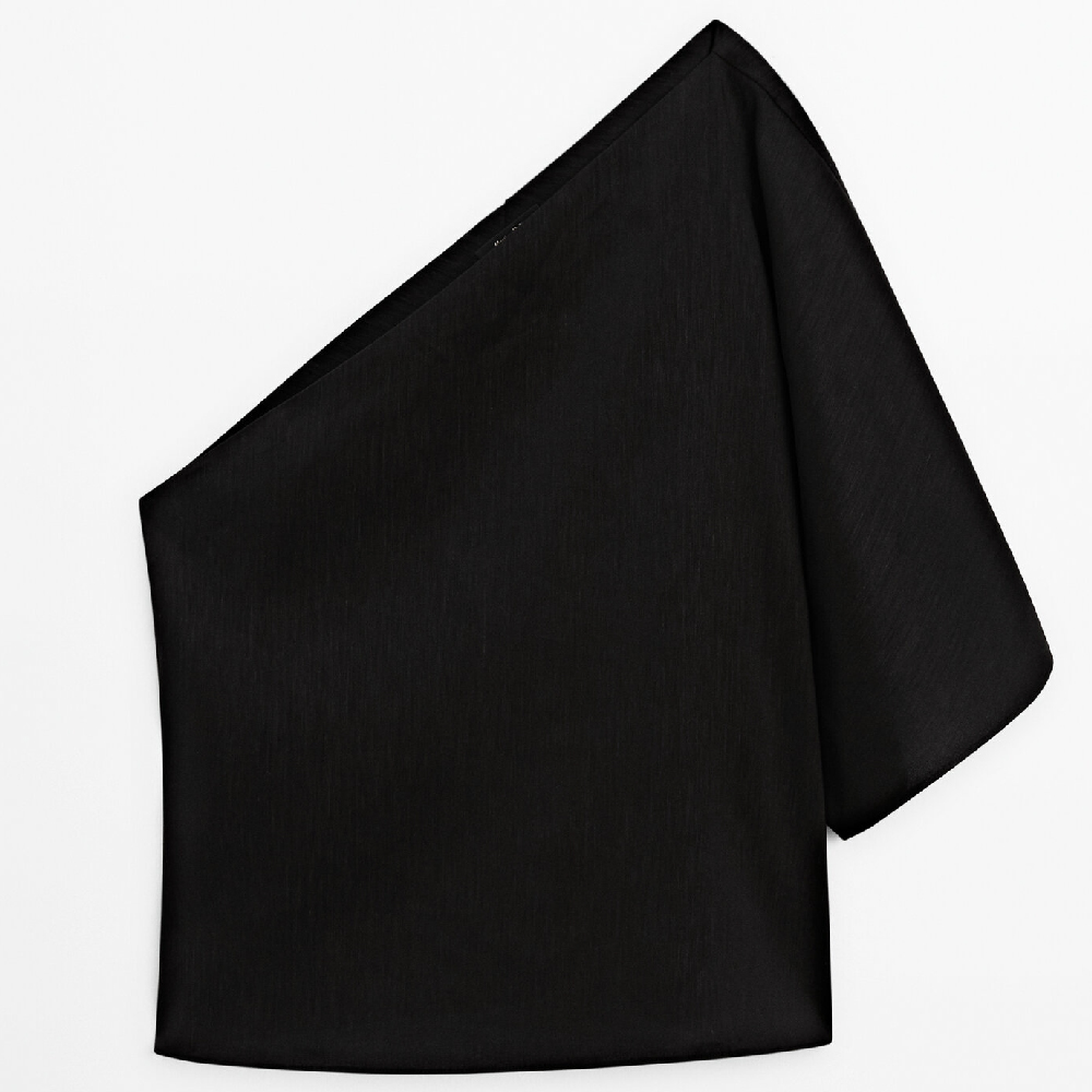 Топ Massimo Dutti Asymmetric Linen Blend, черный брюки massimo dutti linen blend suit черный