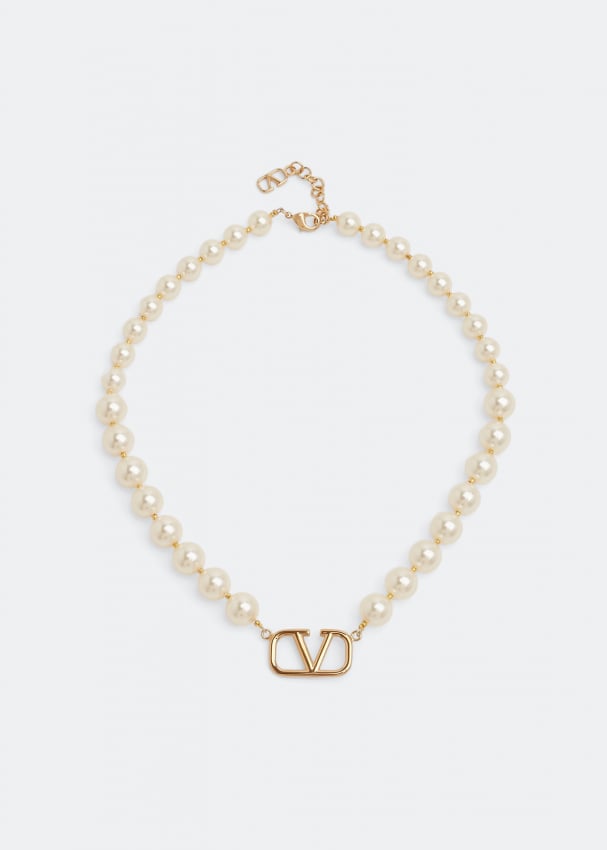 Ожерелье VALENTINO GARAVANI VLogo Signature pearl necklace, белый ремень valentino garavani vlogo signature belt красный
