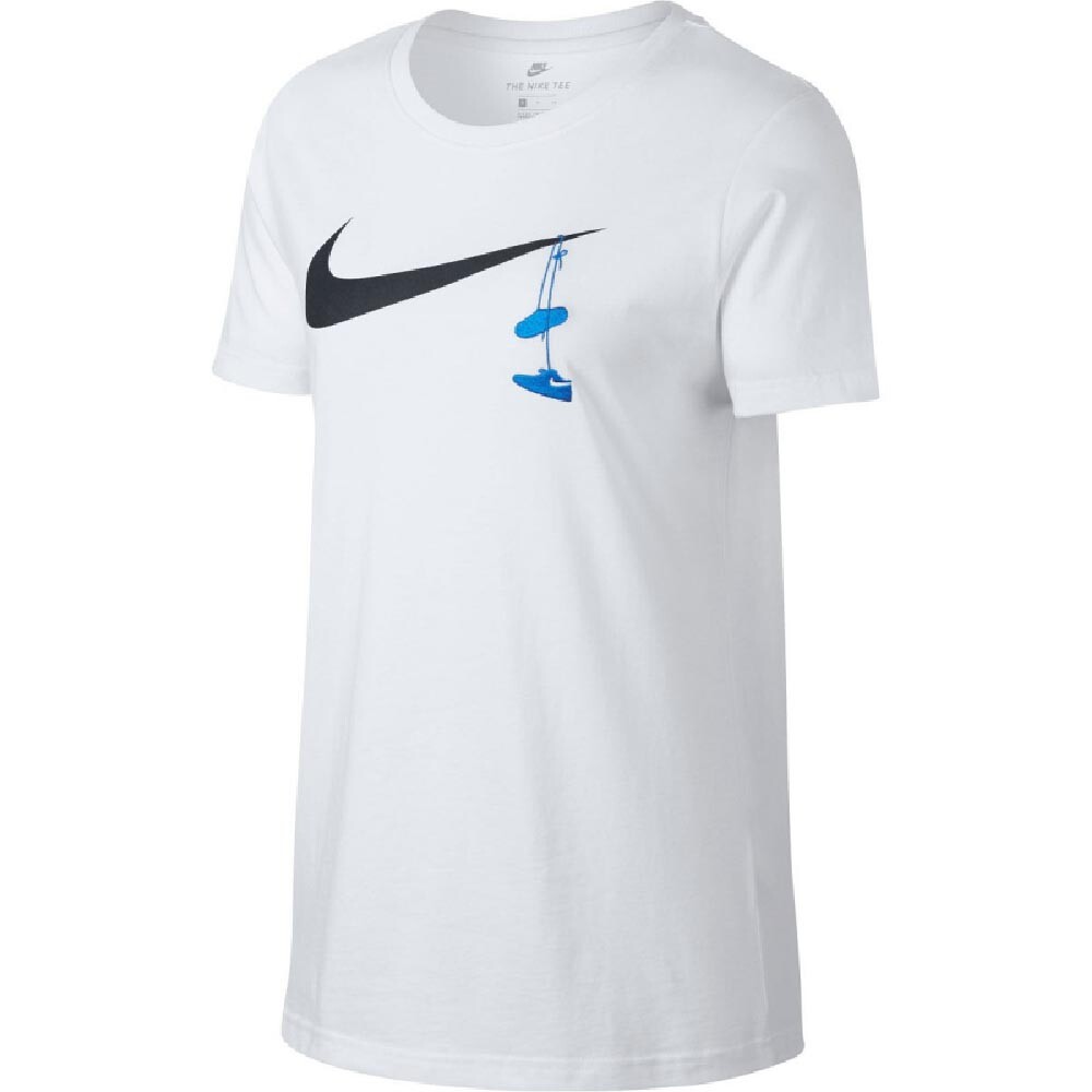 

Футболка Nike NSW TEE SWSH Shoes Embrd, белый/черный/голубой