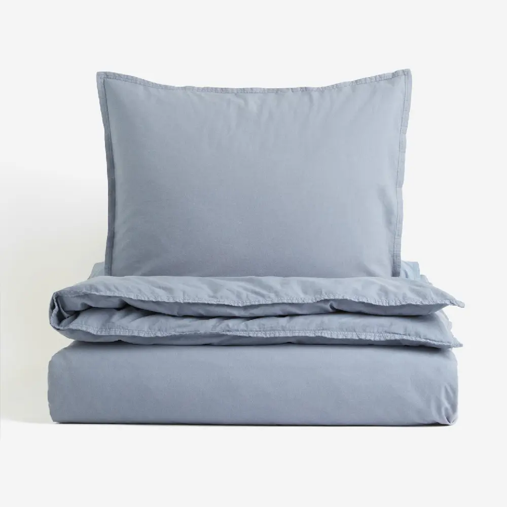 

Комплект односпального постельного белья H&M Home Washed Cotton, синий