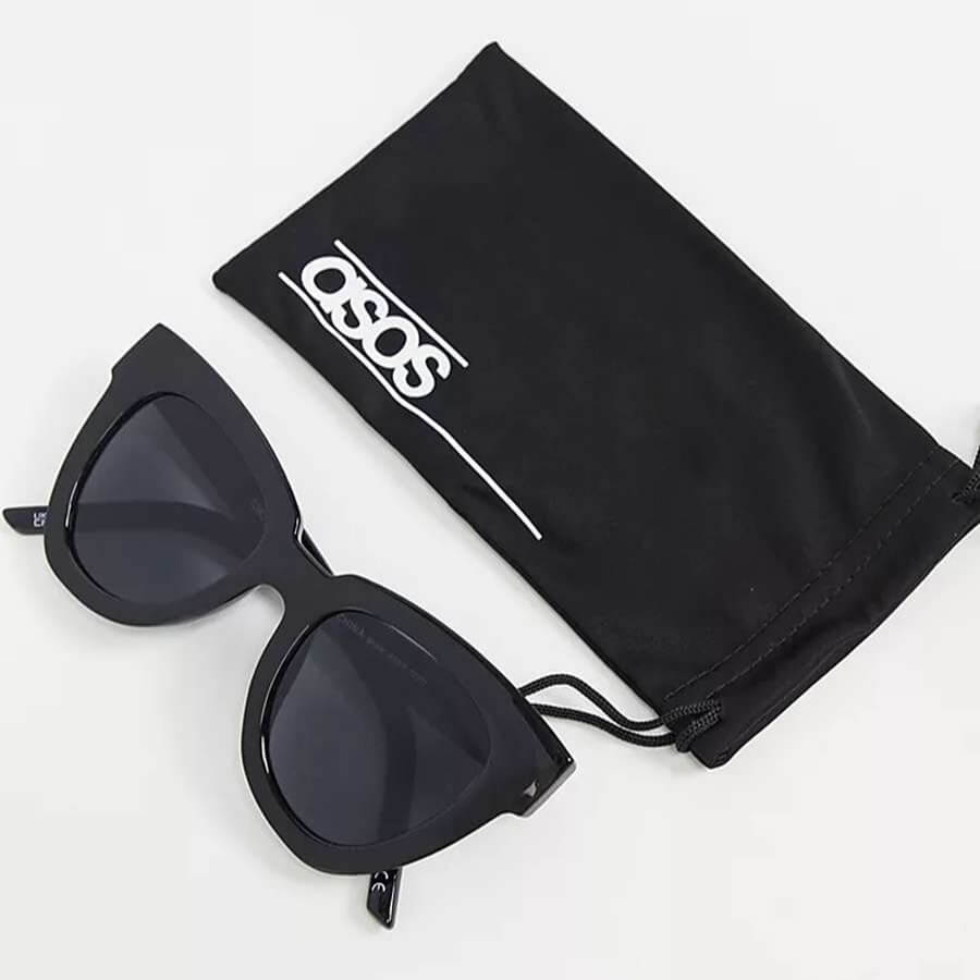 цена Солнцезащитные очки Asos Design Chunky Flare Cat Eye, черный