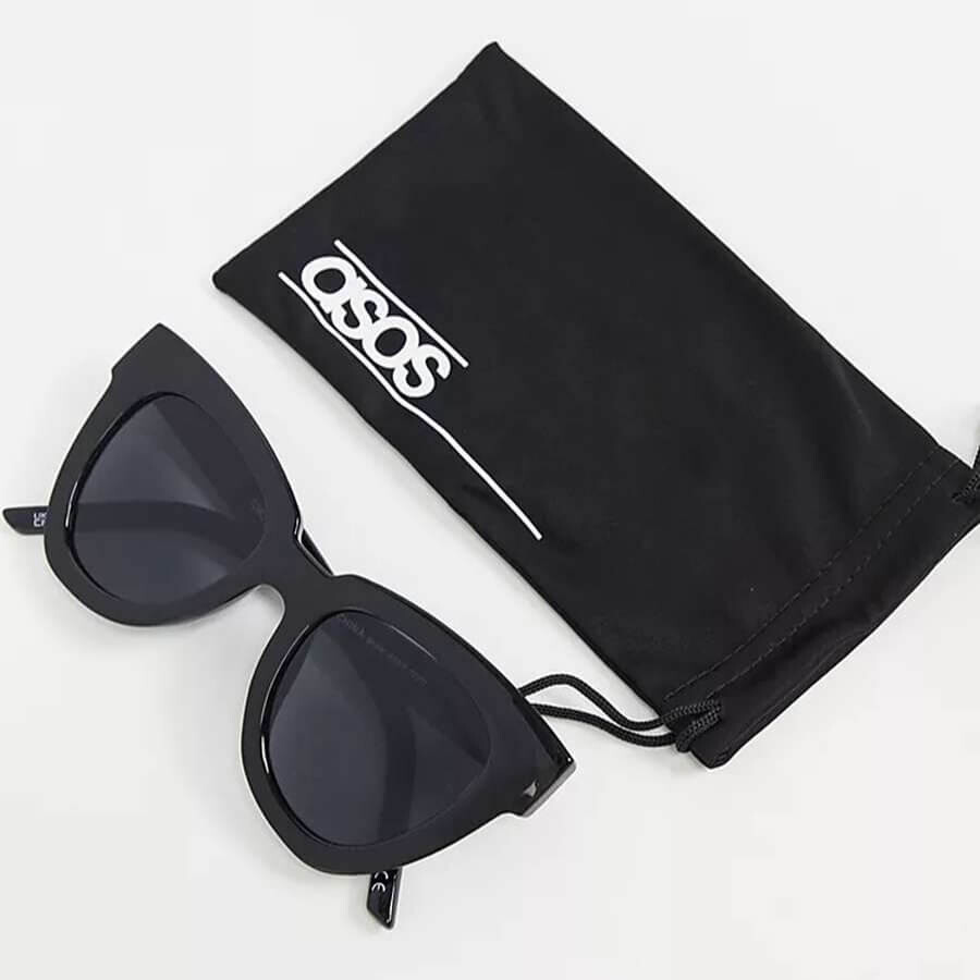 

Солнцезащитные очки Asos Design Chunky Flare Cat Eye, черный