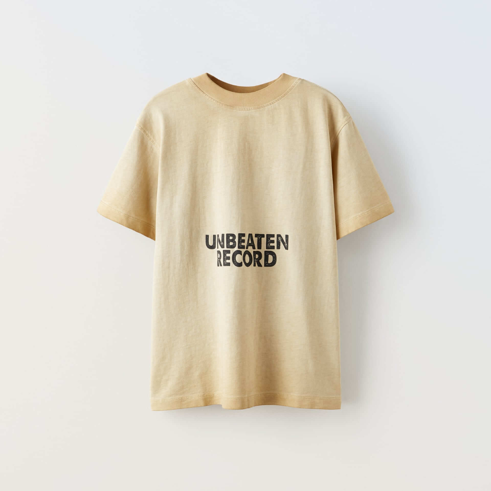 Футболка Zara Faded-effect, песочный футболка с короткими рукавами с надписью спереди s бежевый