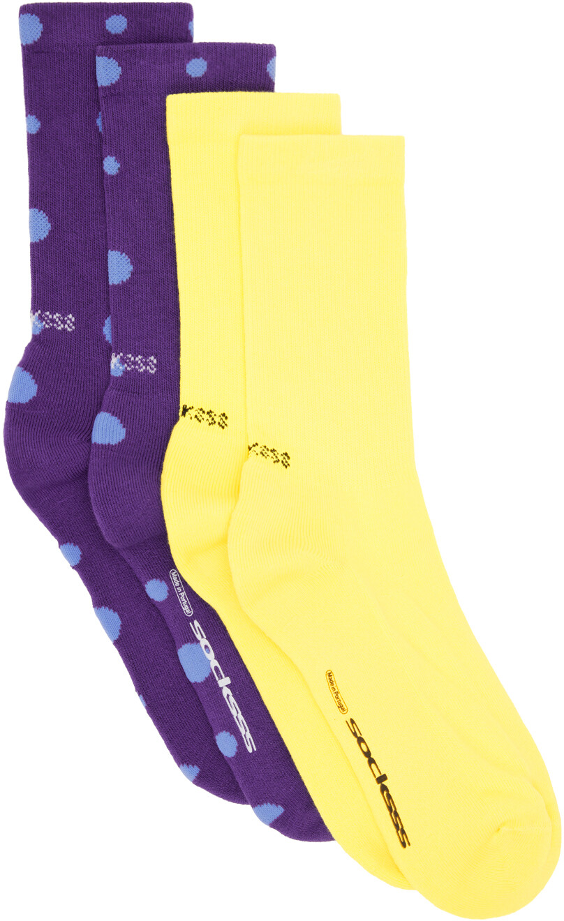 

Набор из двух пар желто-фиолетовых носков SOCKSSS