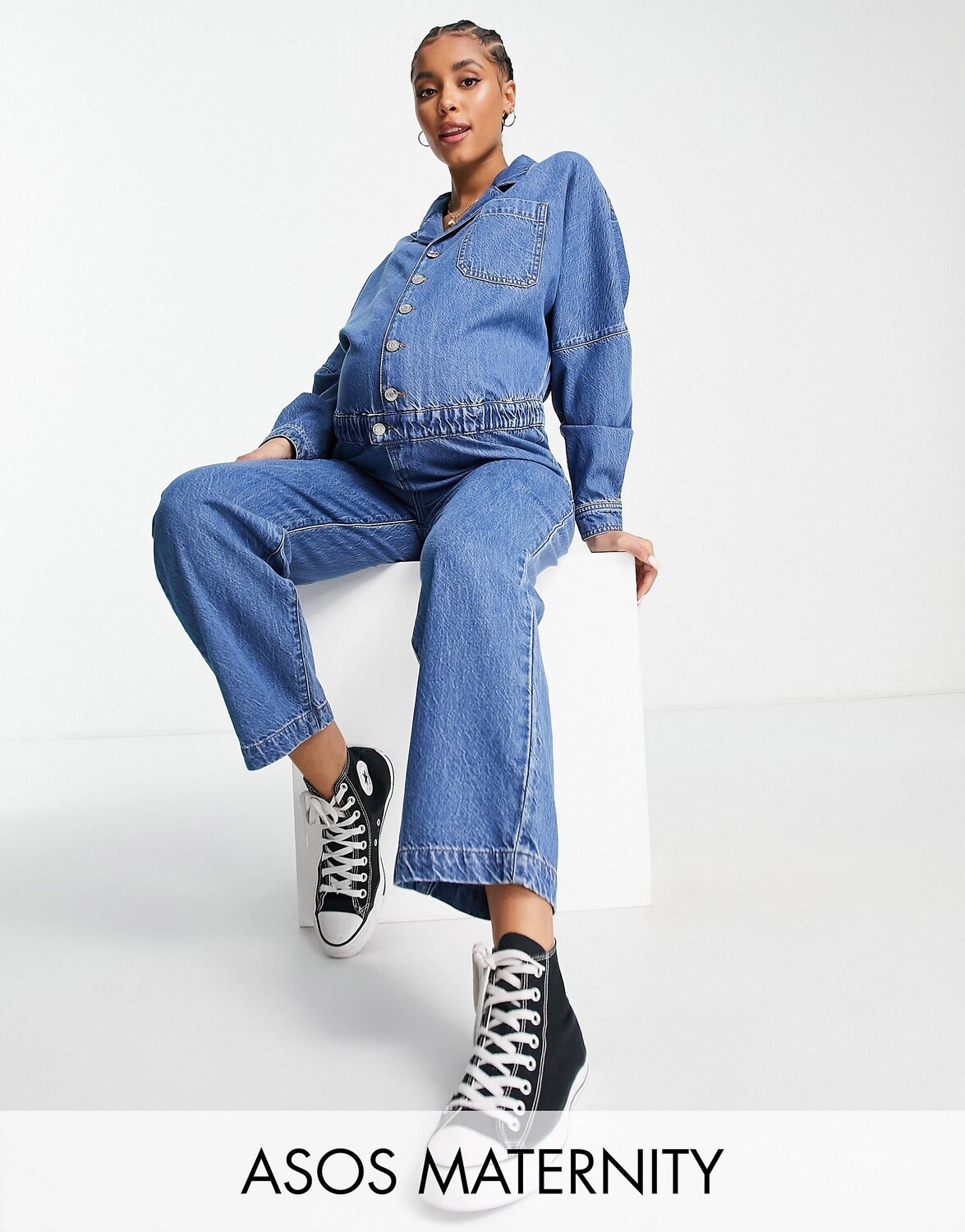 

Джинсовый комбинезон средней стирки ASOS DESIGN Maternity