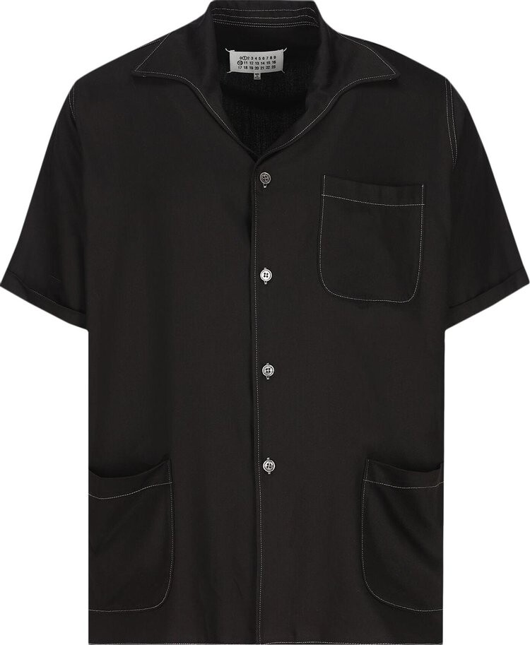 

Рубашка Maison Margiela Camp Collar Button Down Shirt 'Black', черный