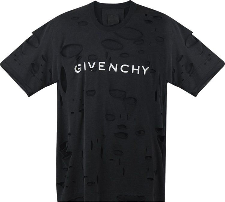 Футболка Givenchy 2 Layers Classic Fit Hole T-Shirt 'Faded Black', черный - фото