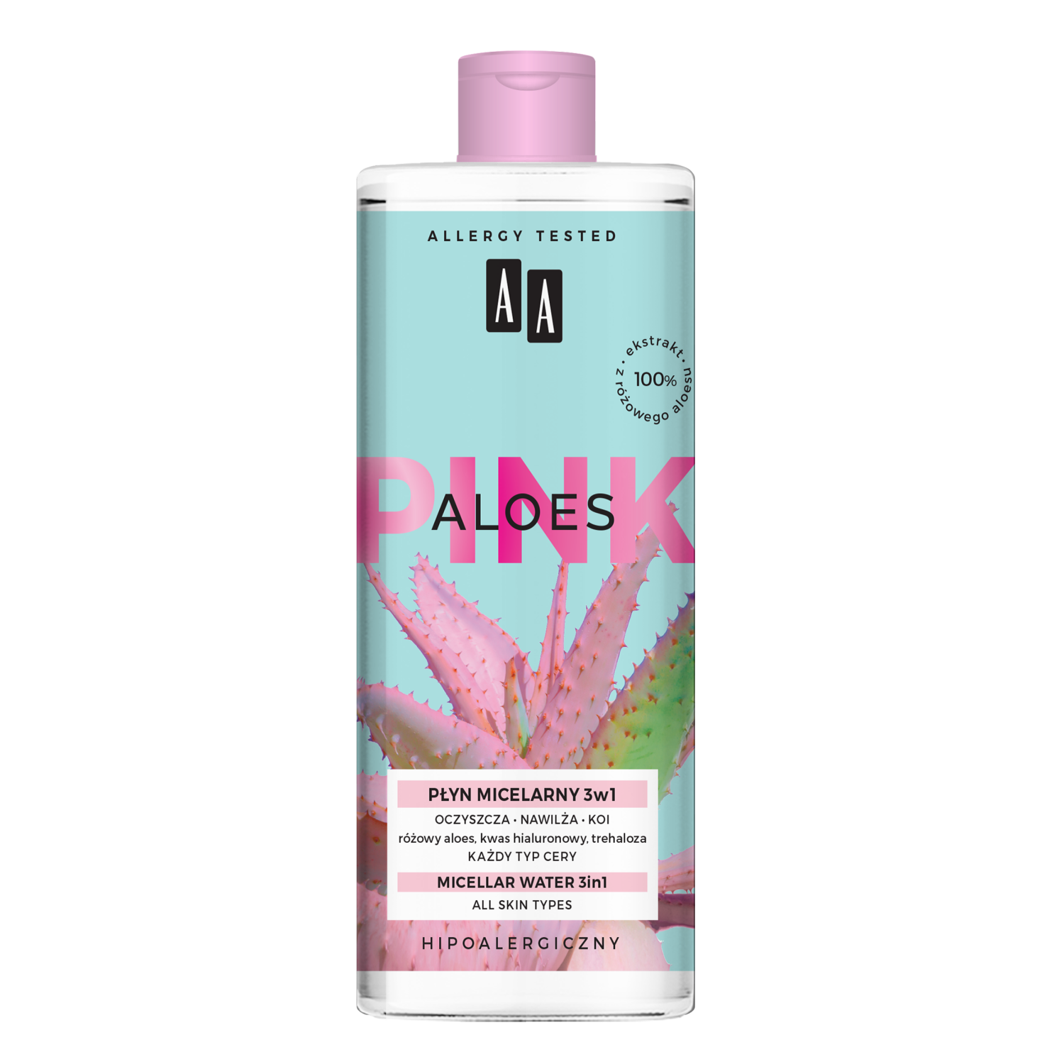 AA Aloes Pink Мицеллярное средство для снятия макияжа 3-в-1, 400 мл
