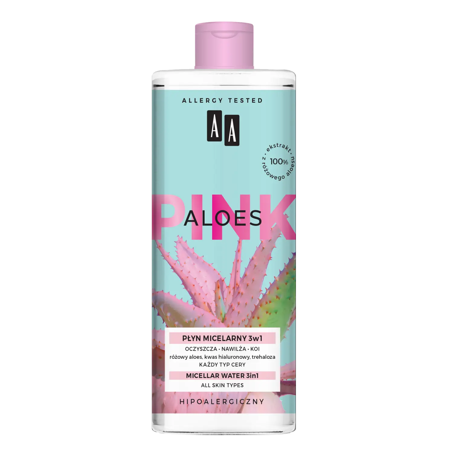 AA Aloes Pink Мицеллярное средство для снятия макияжа 3-в-1, 400 мл