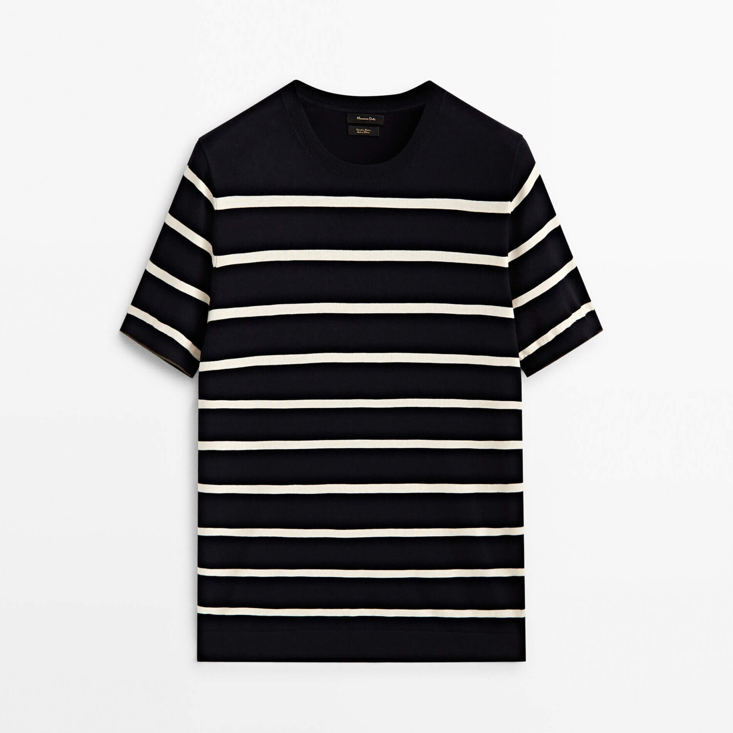 

Свитер Massimo Dutti Striped Knit Crew Neck, темно-синий/белый