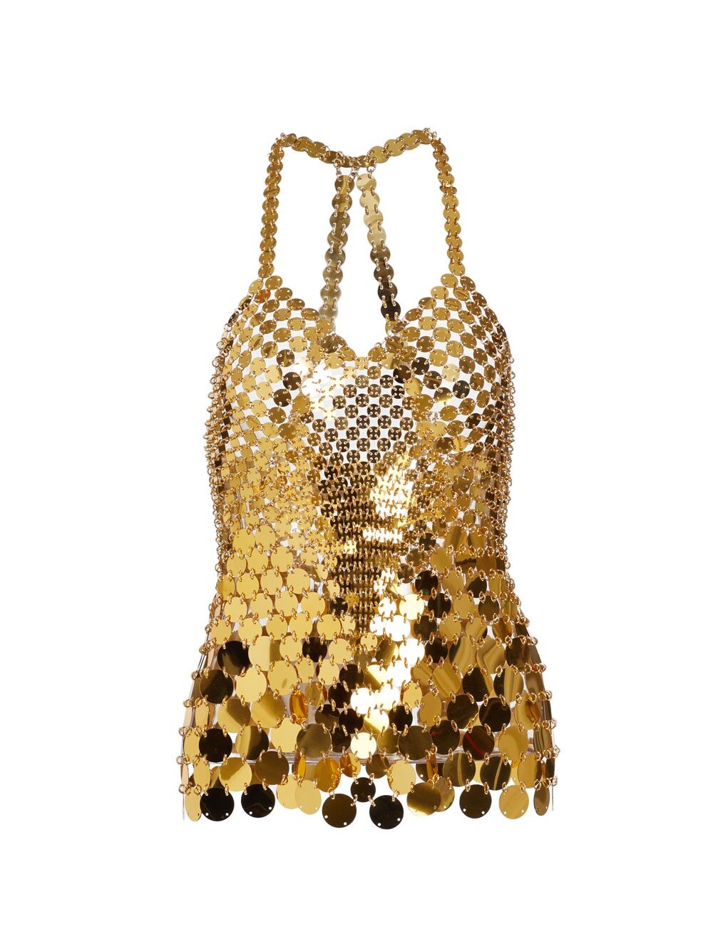 

Топ на бретелях с пайетками Paco Rabanne, золотой