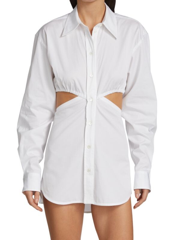 

Мини-платье-рубашка с вырезом и открытой спиной Victoria Beckham White