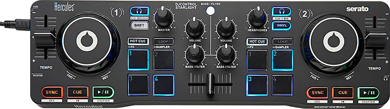 Контроллер Hercules DJ Control Starlight Compact со встроенной звуковой картой для Serato