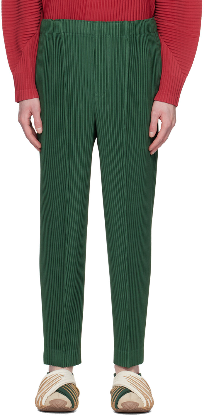 

Зеленые брюки со складками 1 Брюки Homme Plissé Issey Miyake, Зеленый