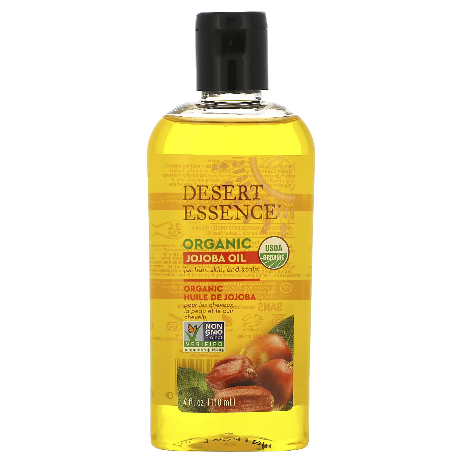 Органическое масло жожоба Desert Essence, 118 мл sports research органическое многоцелевое масло жожоба 4 ж унц 118 мл