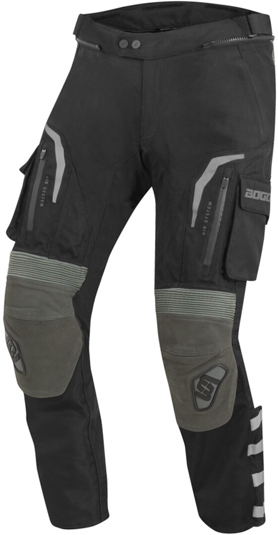 Мотоциклетные кожаные брюки Bogotto Explorer-Z водонепроницаемые, черный/зеленый