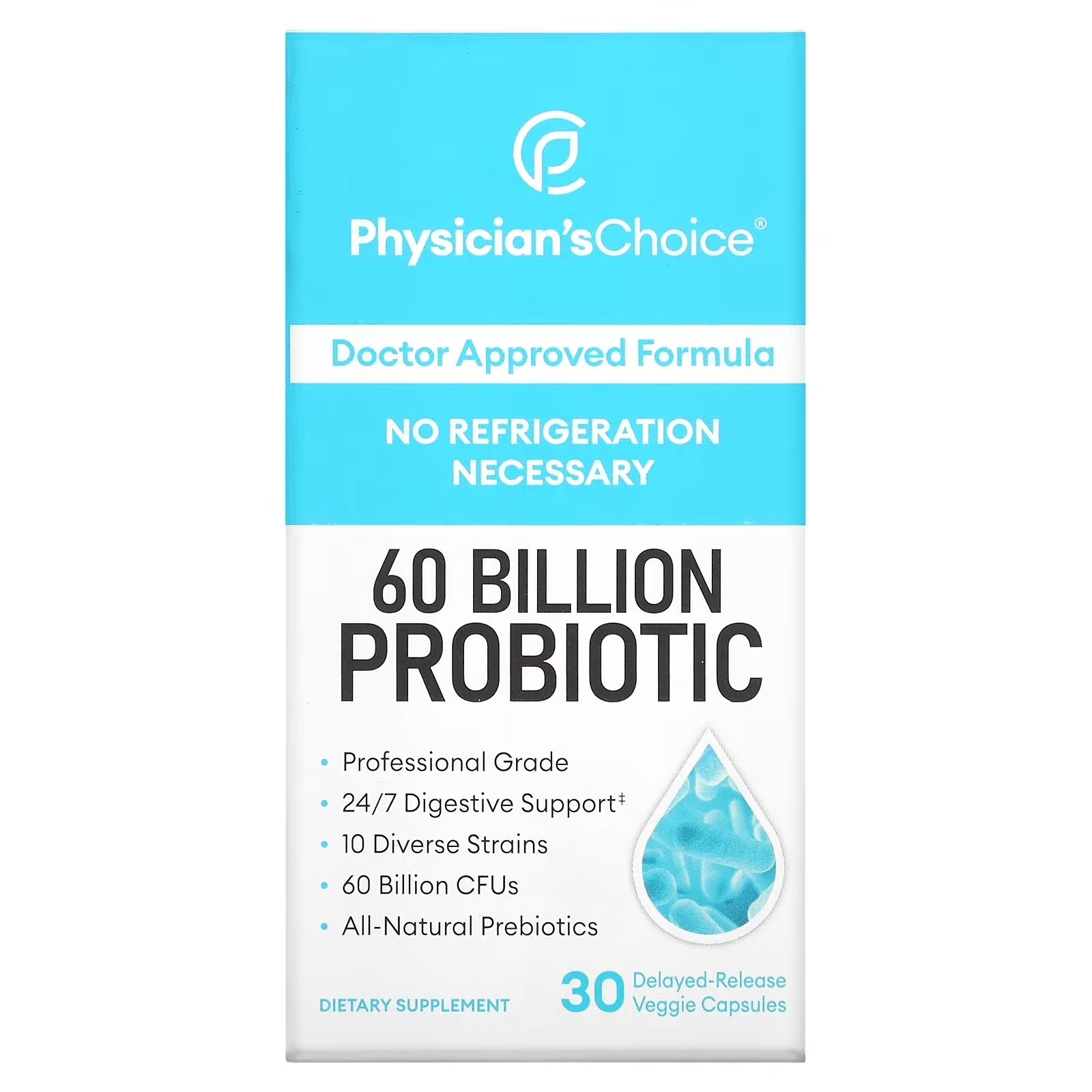 Пищевая Добавка Physician's Choice 60 Billion Probiotic, 30 растительных капсул пищевая добавка natural balance ladies choice 60 растительных капсул