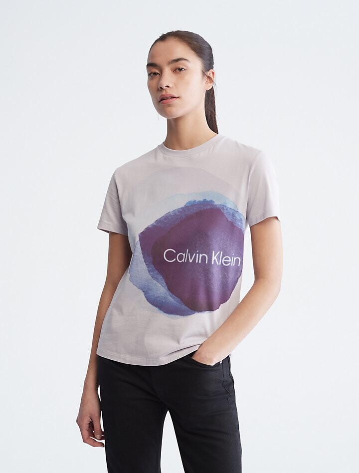 

Футболка с круглым вырезом и акварельным рисунком в горошек Calvin Klein
