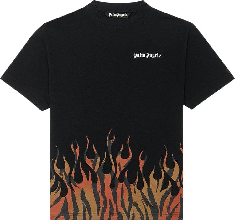 Футболка Palm Angels Tiger Flames Tee 'Black/Orange', черный - фото