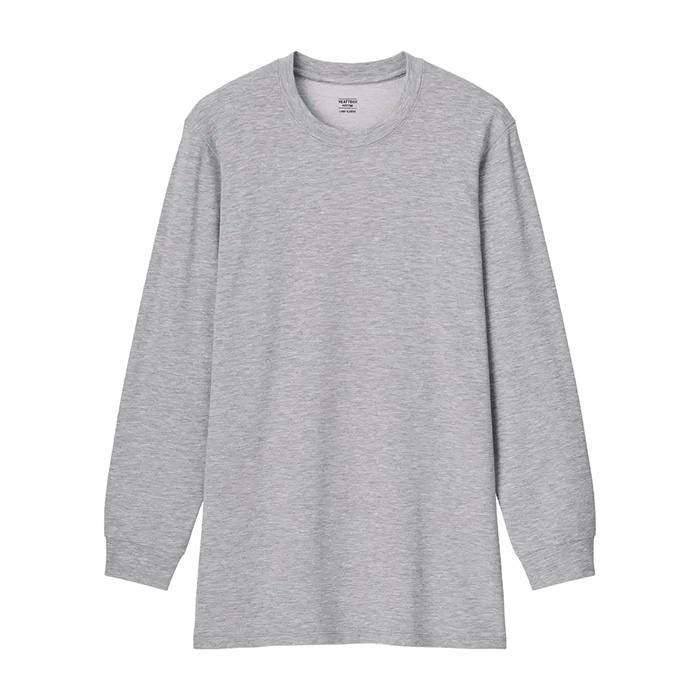 Лонгслив Uniqlo Heattech Extra Warm Cotton Heather, серый футболка uniqlo heattech scoop neck чёрный