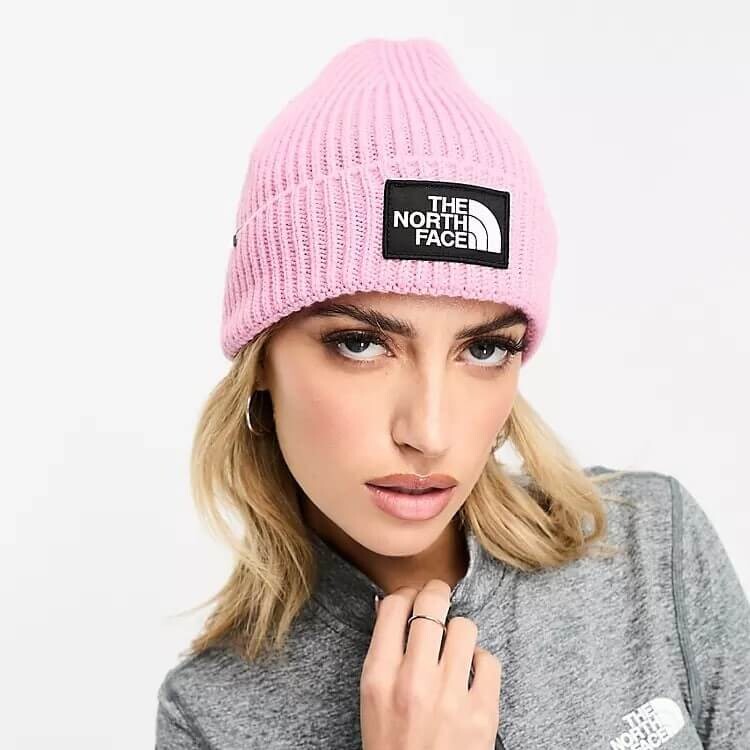 

Шапка The North Face Logo Patch, розовый