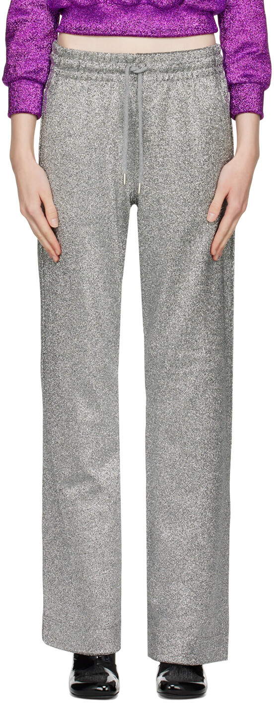 

Серебряные брюки для отдыха с кулиской Dries Van Noten, Серый