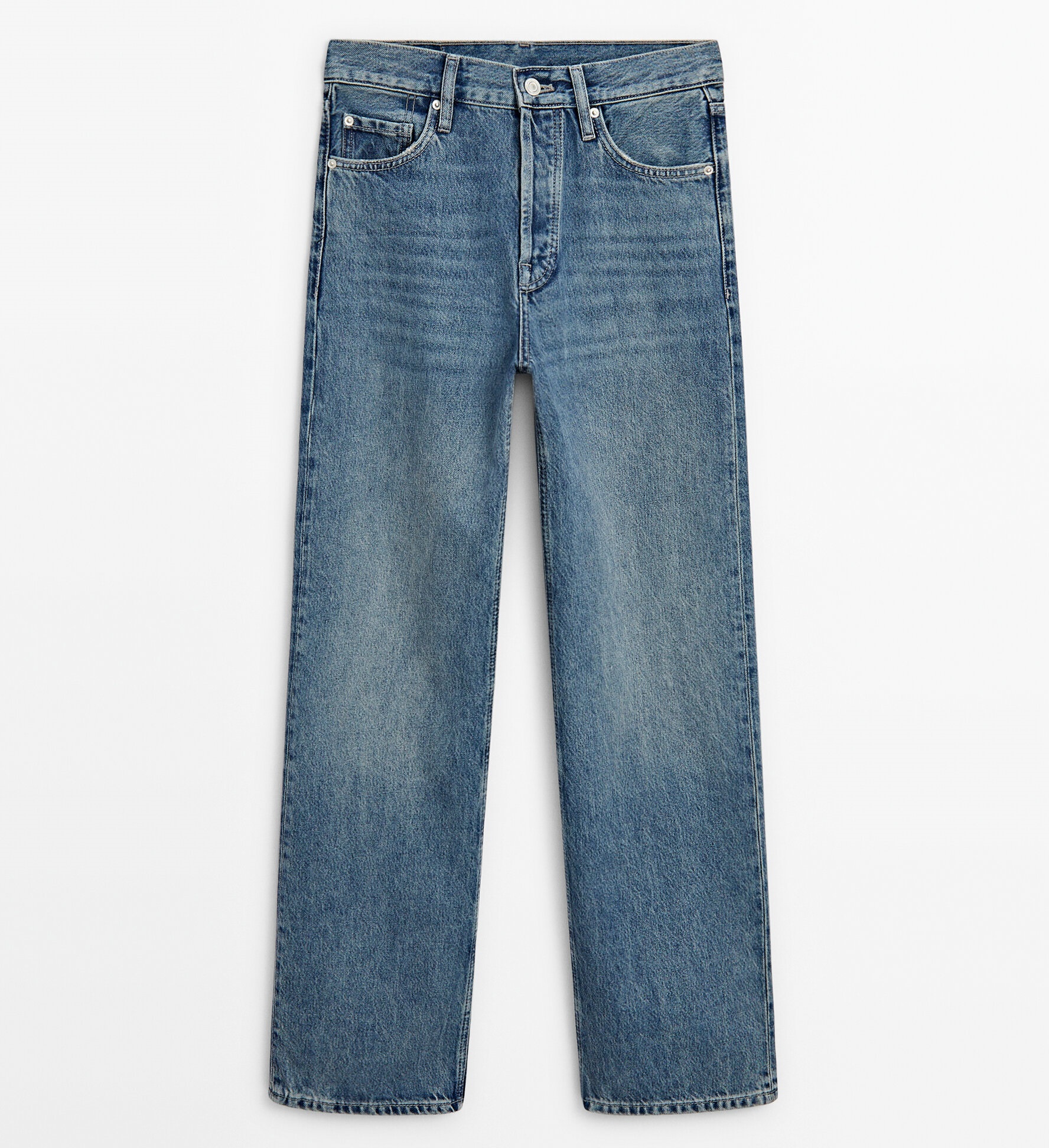 Джинсы Massimo Dutti Straight Fit High-waist, синий джинсы massimo dutti skinny flare fit high waist темно синий
