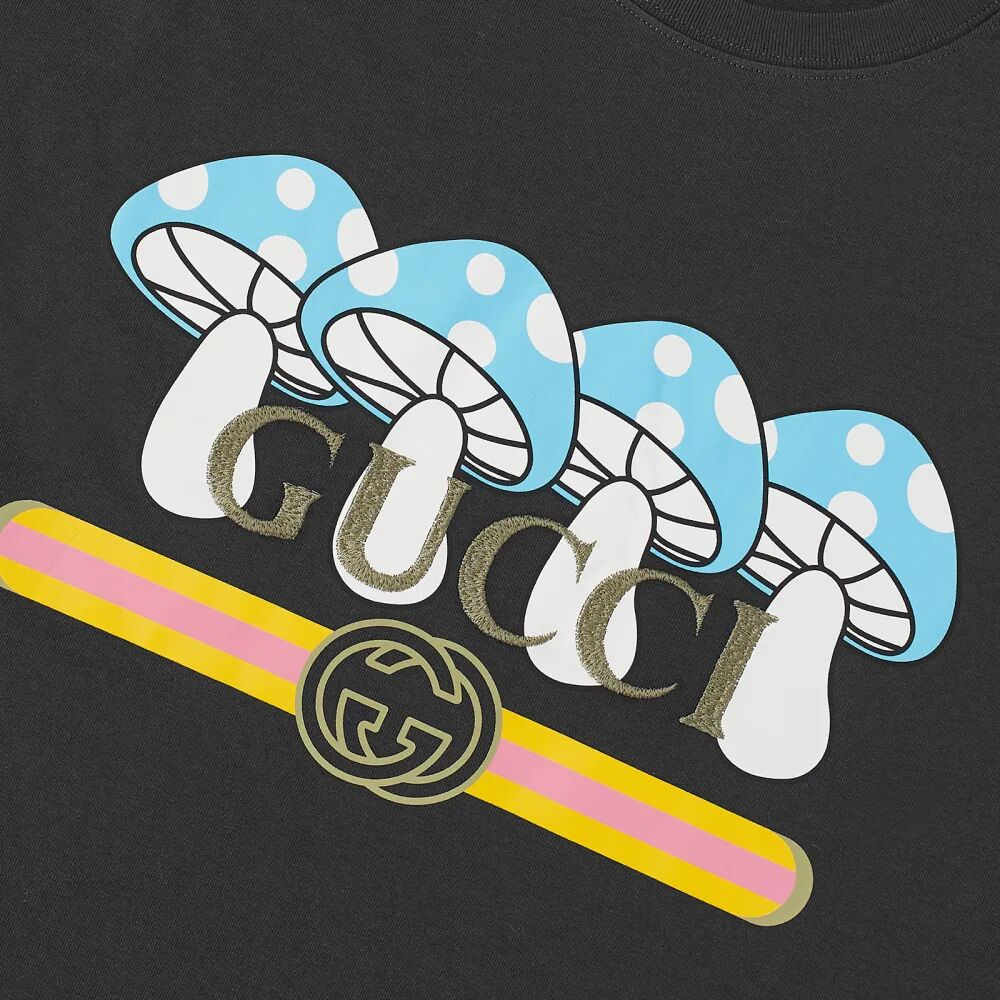Gucci Футболка с логотипом в виде гриба, черный 1 шт декоративная фигурка в виде гриба