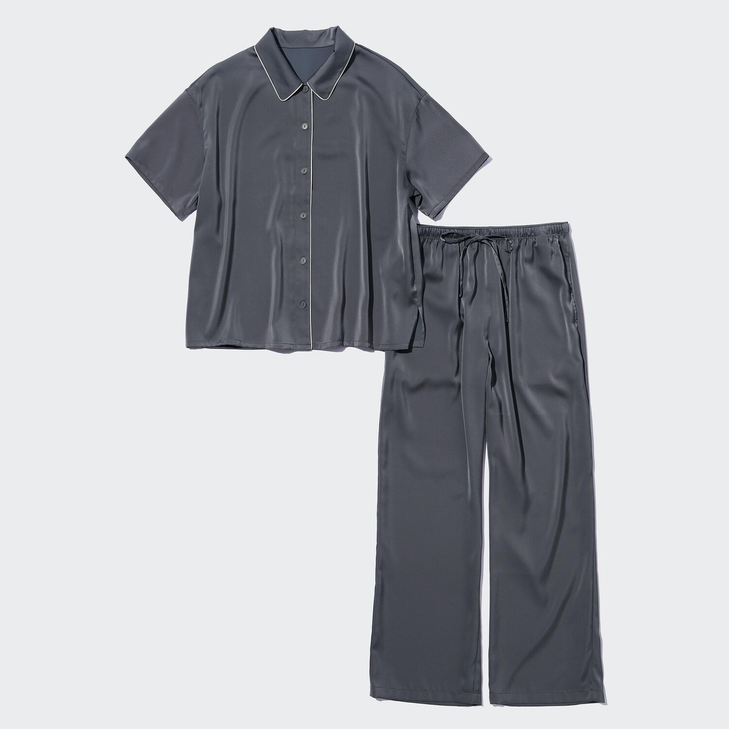 

Пижама UNIQLO атласная с короткими рукавами, серый
