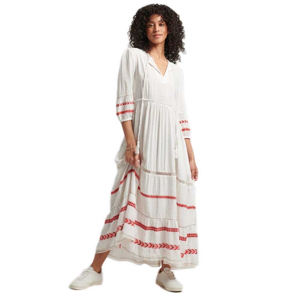 

Платье Superdry Vintage Emb 3/4 Slv Maxi, белый