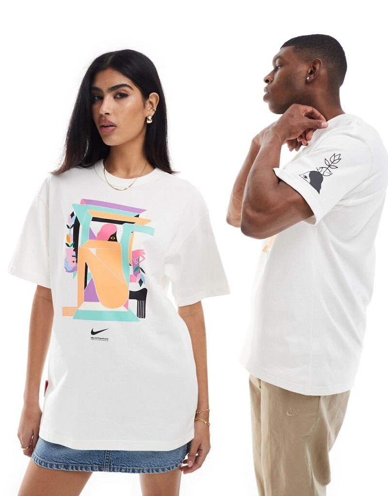 

Nike Unisex – белая футболка с красочной художественной графикой