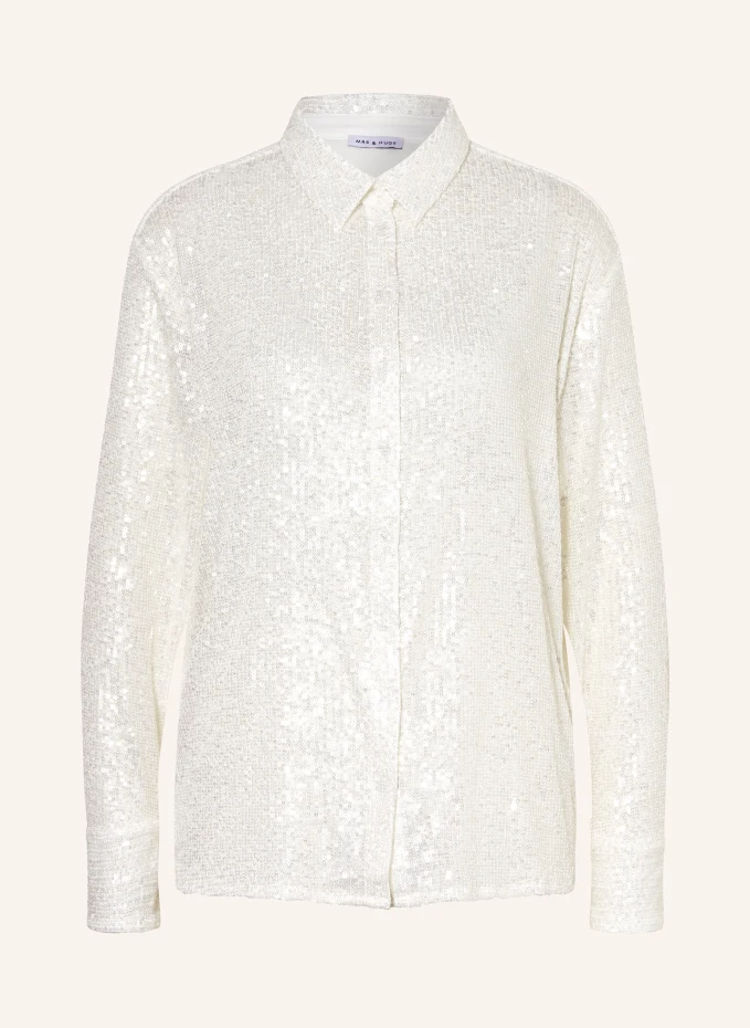 Блузка-рубашка с пайетками Mrs & Hugs, белый