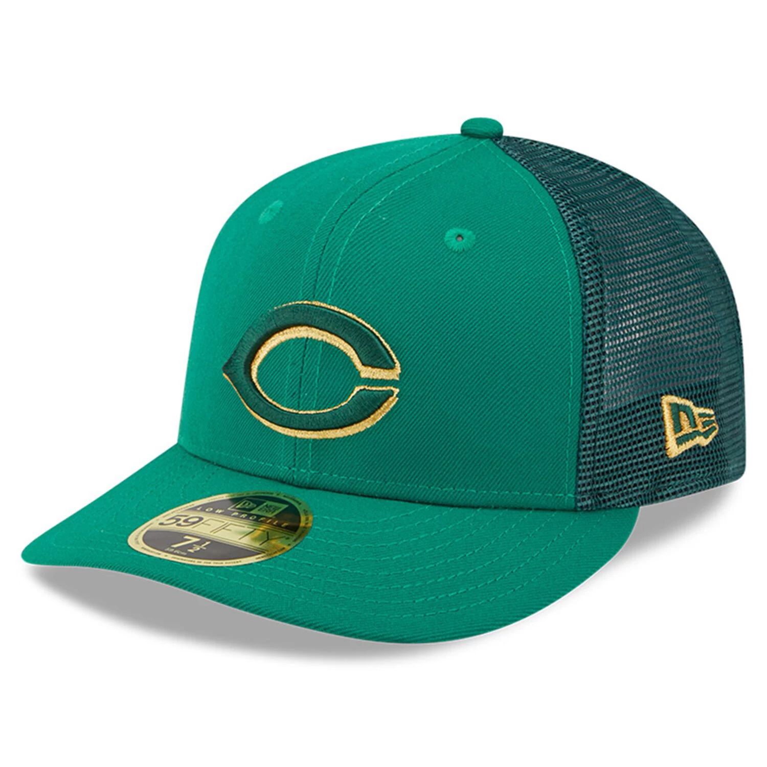 

Мужская шляпа New Era Kelly Green Cincinnati Reds 2023 ко Дню Святого Патрика, низкопрофильная 59FIFTY, приталенная шляпа