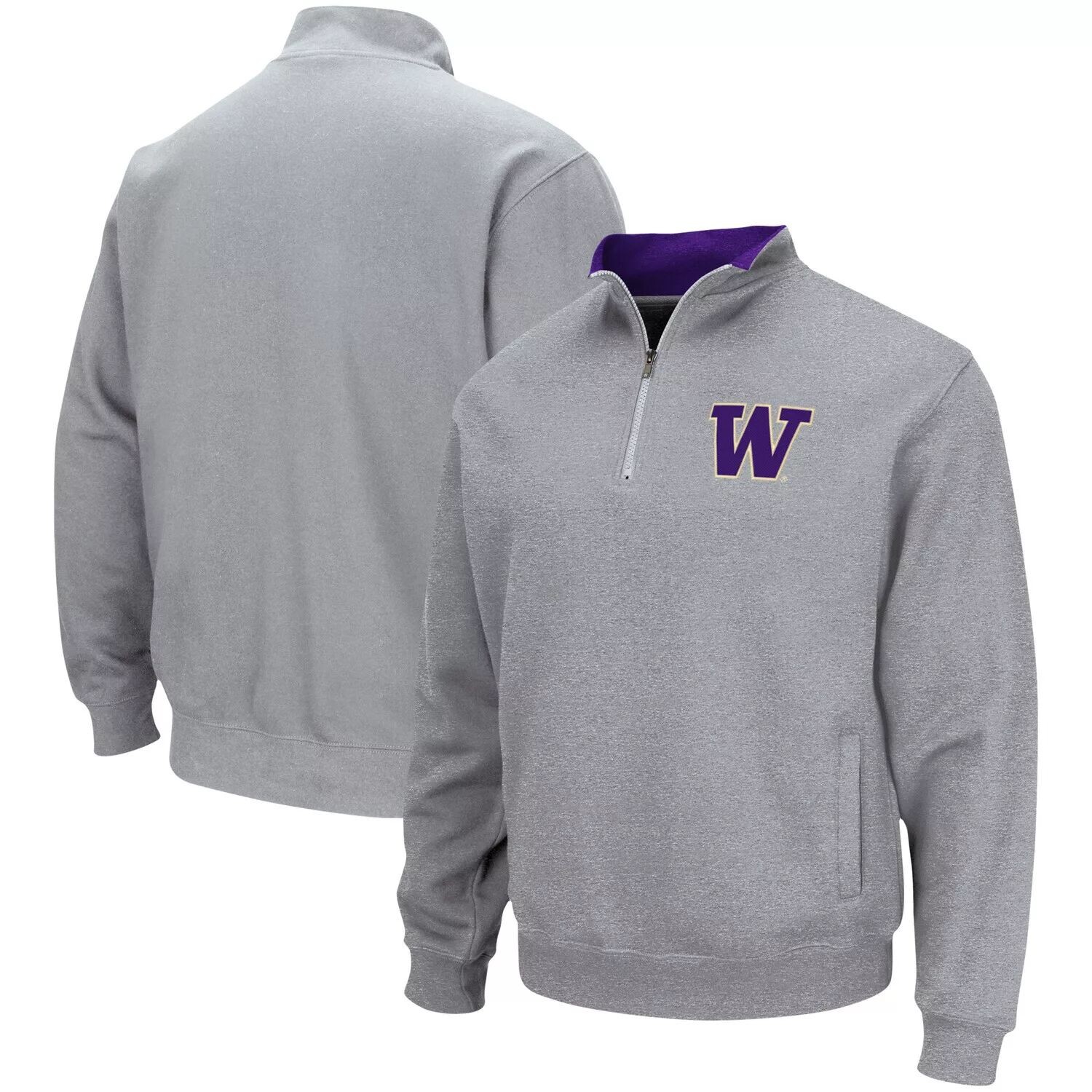 

Мужская серая куртка Washington Huskies Tortugas Team с молнией на четверть с логотипом серого цвета Colosseum, Серый