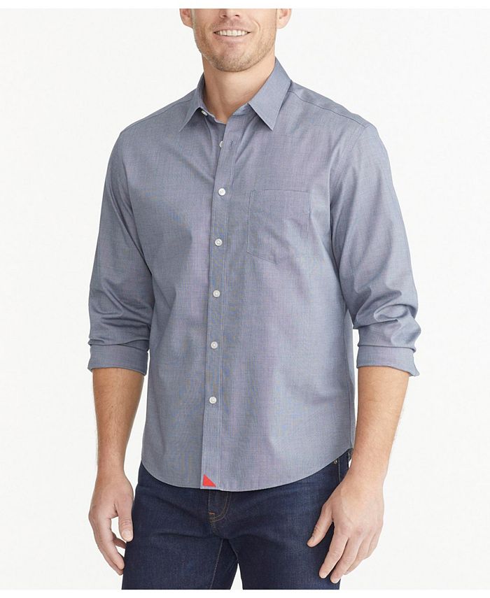 Мужская приталенная рубашка на пуговицах без морщин Pio Cesare UNTUCKit, синий цена и фото
