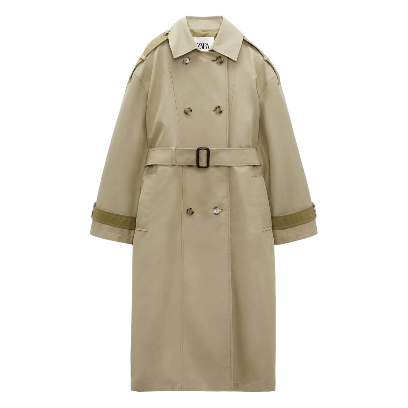 

Тренч Zara Oversize Contrast, бежевый
